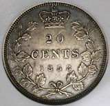 1858 NGC AU 50 Canada Victoria 20 Cents Silver Coin (22050102C)