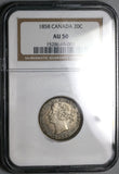 1858 NGC AU 50 Canada Victoria 20 Cents Silver Coin (22050102C)