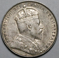 1907 Canada Edward VII 50 Cents XF Half Dollar Silver Coin (23122801R)