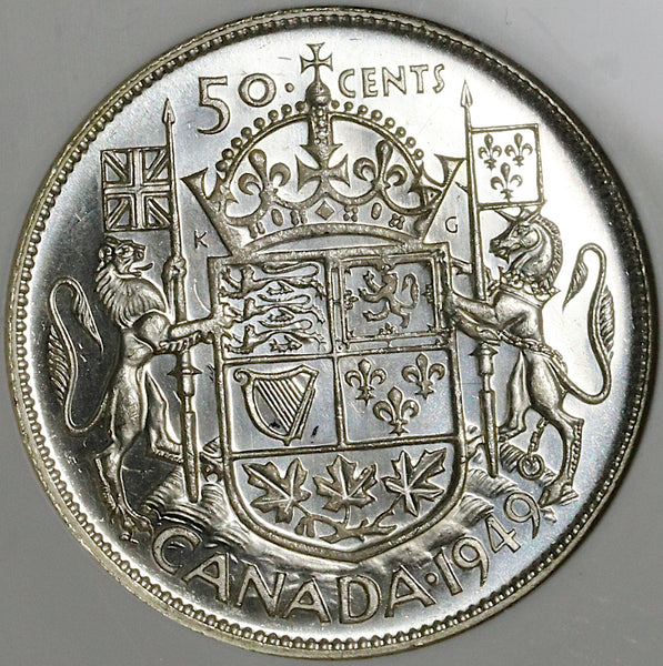 1949 NGC MS 64 Canada George VI 50 Cents Half Dollar Silver Coin