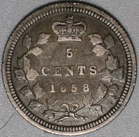 1858 Canada Victoria 5 Cents Silver Britain Empire Sterling Coin (20100401R)