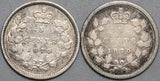 1870 Canada Victoria 5 Cents Raised & Flat Rim Sterling Silver Coins (22040304R)