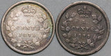 1871 1872-H Canada Victoria 5 Cents Sterling Silver Coins (22040701R)