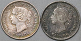 1871 1872-H Canada Victoria 5 Cents Sterling Silver Coins (22040701R)
