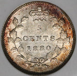 1880-H NGC AU 55 Canada Victoria 5 Cents Heaton Silver Sterling Coin (21111801C)