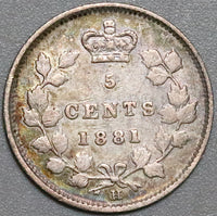 1881-H Canada Victoria 5 Cents Sterling Silver Coin (22040704R)