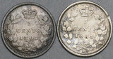1882-H 1883-H Canada Victoria 5 Cents Sterling Silver Coins (22040705R)