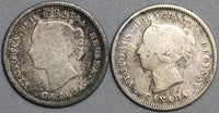 1882-H 1883-H Canada Victoria 5 Cents Sterling Silver Coins (22040705R)