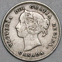 1885 Canada Victoria 5 Cents Small 5 Sterling Silver Coin (22040302R)