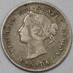 1885 Canada Victoria 5 Cents Large 5 Sterling Silver Coin (22040301R)