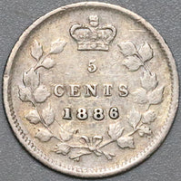 1886 Canada Victoria 5 Cents Small 6 Sterling Silver Coin (22040801R)