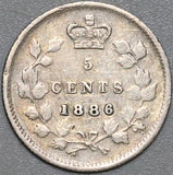 1886 Canada Victoria 5 Cents Small 6 Sterling Silver Coin (22040801R)