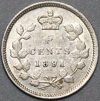 1891 Canada Victoria 5 Cents XF Die Chip Mint Error Rare Sterling Silver Coin (22041001R)