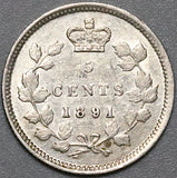 1891 Canada Victoria 5 Cents XF Die Chip Mint Error Rare Sterling Silver Coin (22041001R)