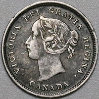 1892 Canada Victoria 5 Cents AU Sterling Silver Coin (22041401R)