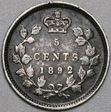 1892 Canada Victoria 5 Cents AU Sterling Silver Coin (22041401R)