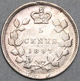 1897 Canada Victoria 5 Cents Sterling Silver Coin (22041602R)