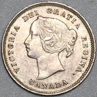 1899 Canada Victoria 5 Cents AU Sterling Silver Coin (22061001R)