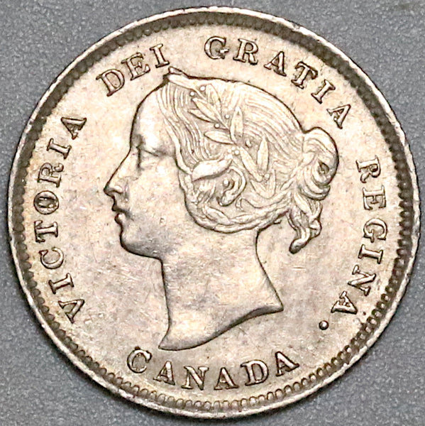 1899 Canada Victoria 5 Cents AU Sterling Silver Coin (22061001R)