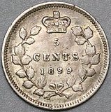 1899 Canada Victoria 5 Cents Sterling Silver Coin (22042102R)