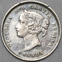 1900 Canada Victoria 5 Cents Small Date Narrow 0 Sterling Silver Coin (22042103R)
