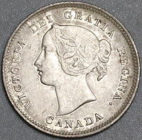 1901 Canada Victoria 5 Cents AU Sterling Silver Coin (22050201R)