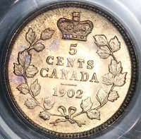 1902 PCGS MS 65 Canada 5 Cents Edward VII OGH Gem Silver Sterling Old Green Holder Coin (22100902C)