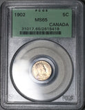 1902 PCGS MS 65 Canada 5 Cents Edward VII OGH Gem Silver Sterling Old Green Holder Coin (22100902C)