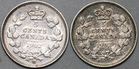 1902 1902-H Canada Edward VII 5 Cents Sterling Silver Coins (22042201R)