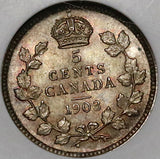 1903 NGC MS 62 Canada 5 Cents Edward VII Silver Sterling NOT Heaton Coin (21111802C)