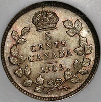 1903 NGC MS 62 Canada 5 Cents Edward VII Silver Sterling NOT Heaton Coin (21111802C)