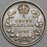 1903 Canada Edward VII 5 Cents VF Sterling Silver Coin (22042202R)