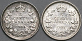 1906 1907 Canada Edward VII 5 Cents Sterling Silver Coins (22042301R)