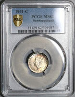 1941-C PCGS MS 62 Canada Newfoundland 10 Cents George VI Sterling Silver Coin (20041102C)