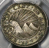 1847 PCGS AU Central American Rep 1/2 Real Costa Rica Volcanoes Silver Coin (22082102C)