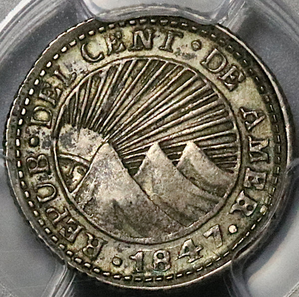 1847 PCGS AU Central American Rep 1/2 Real Costa Rica Volcanoes Silver ...