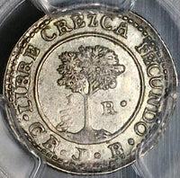 1847 PCGS AU Central American Rep 1/2 Real Costa Rica Volcanoes Silver Coin (22082102C)