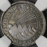 1824-NG NGC VF 35 Central American Republic 1 Real Guatemala Silver Coin (23030201C)