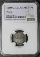 1824-NG NGC VF 35 Central American Republic 1 Real Guatemala Silver Coin (23030201C)