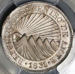 1831-T PCGS AU Det Central American 2 Reales Honduras Silver Coin (22090601C)