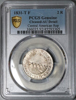1831-T PCGS AU Det Central American 2 Reales Honduras Silver Coin (22090601C)