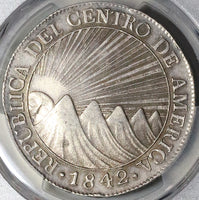 1842/37 NG PCGS AU Central American Republic Guatemala 8 Reales Scarce Overdate Coin (22071703C)