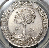 1842/37 NG PCGS AU Central American Republic Guatemala 8 Reales Scarce Overdate Coin (22071703C)