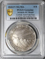1842/37 NG PCGS AU Central American Republic Guatemala 8 Reales Scarce Overdate Coin (22071703C)