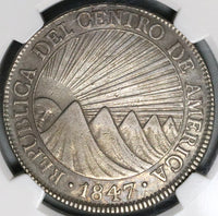 1847/6 NG NGC XF Det Central American Republic Guatemala 8 Reales Coin (22011801C)