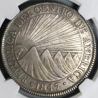 1847/6 NG NGC XF Det Central American Republic Guatemala 8 Reales Coin (22011801C)