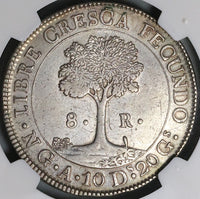 1847/6 NG NGC XF Det Central American Republic Guatemala 8 Reales Coin (22011801C)