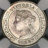 1893 NGC MS 64 Ceylon Victoria 10 Cents Silver Britain Colonial Coin (22080702C)