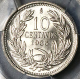1936 PCGS MS 66 Chile 10 Centavos Condor Bird Santiago Coin POP 1/0 (23010701C)