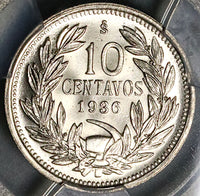 936 PCGS MS 66 Chile 10 Centavos Condor Bird Santiago Coin POP 1/0 (23010701C)